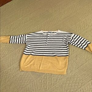 Fat Face Navy and Mustard Striped Sweater